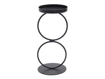 Metal double ring candle holder 19cm black