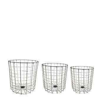 Basket round iron 28x28x28cm S/3 Black