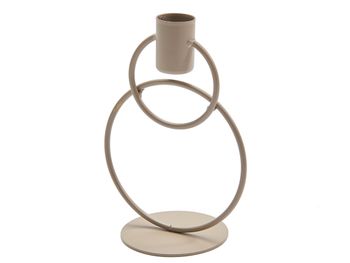 Metal double ring candle holder 15cm taupe
