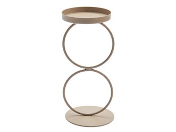 Metal double ring candle holder 19cm taupe