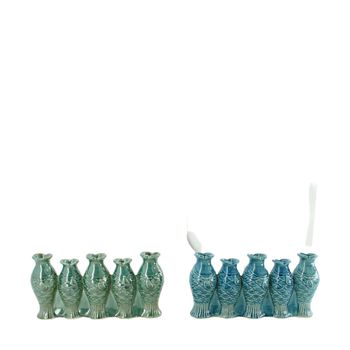 Vase fish ceramic 24x5.8x11.7cm 2 assorti Mixed blue