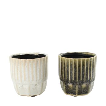 Planter ceramic 10.2x10.2x10.2cm 2 assorti Black/White