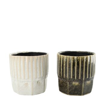 Planter ceramic 13.4x13.4x13.8cm 2 assorti Black/White