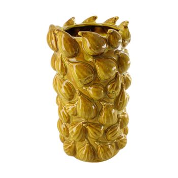 Vase Feige Keramik 16x16x28,5cm Dunkelgelb