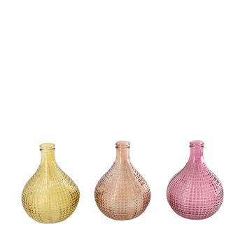 Vase glass 10x10x14.7cm 3 assorti Purple mix
