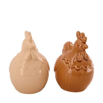Chicken ceramic 23x13.5x19cm 2 assorti White/Brown