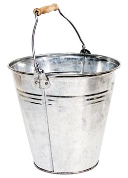 Zinc Natural Bucket Wooden Handle D25H22cm