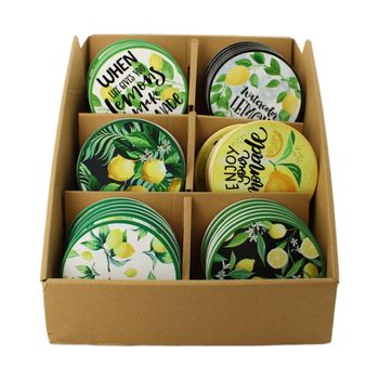 Coaster round ''lemons'' ceramic 10.3x10.3x0.7cm  6 assorti