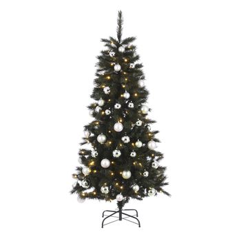 Voss künstlicher Weihnachtsbaum D99 H185cm komplett mit 140LED und 48 Ornamenten silber mint