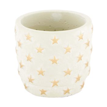 Planter cement 9x9x8cm Grey/Gold