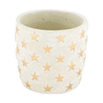 Planter cement 12x12x11cm Grey/Gold
