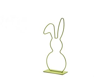Metal bunny on base 13x29cm lime green