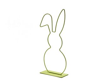 Metal bunny on base 17x40cm lime green