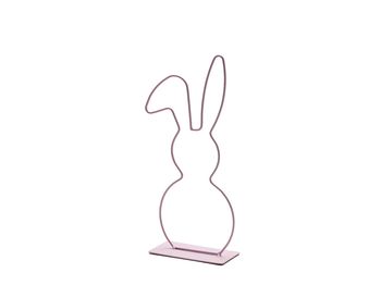 Metal bunny on base 13x29cm pink