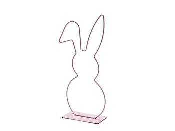 Metal bunny on base 17x40cm pink