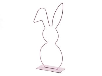 Metal bunny on base 21x50cm pink