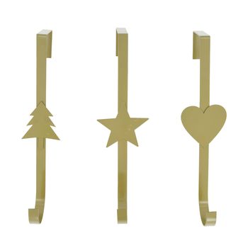 Wreath doorhanger metal 7.5x13x28cm 3 Mixed Gold