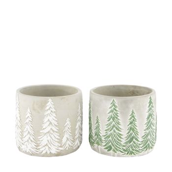 Planter cement 13x13x11.5cm Mixed Green/White