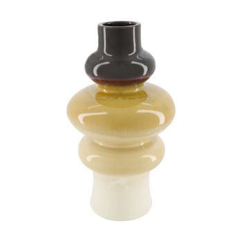 Vase ceramic 19.5x19.5x37cm Cream/Brown