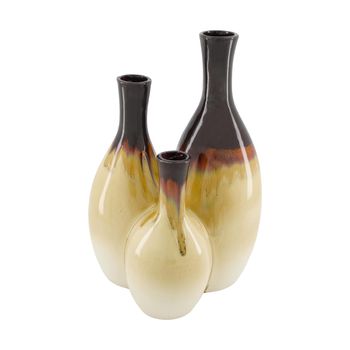 Vase ceramic 22x16.5x32.5cm Cream/Brown