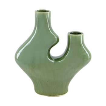 Vase ceramic 23.5x9x25.5cm Green