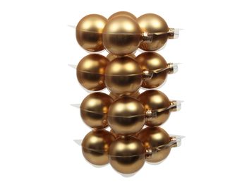 cb. 16 glassballs/cap bright gold mat 80 mm