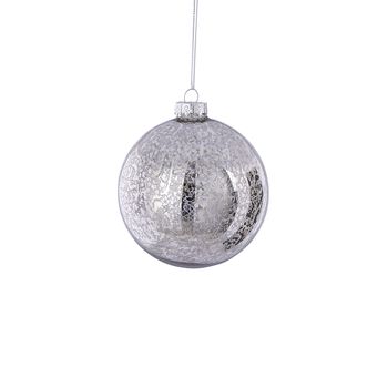 Kerstbal glas zilver antiek - d10cm