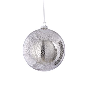 Kerstbal glas zilver antiek - d12cm