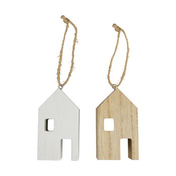 Hanger house mdf 5x5x9cm Mixed Natural/White