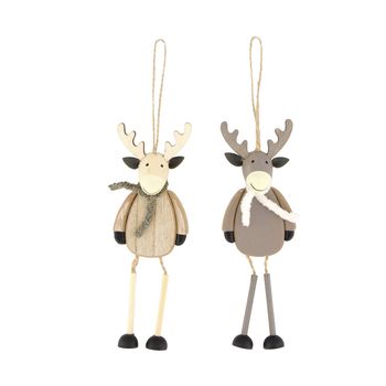 Hanger reindeer mdf 6x3.8x17cm Mixed Natural/Grey
