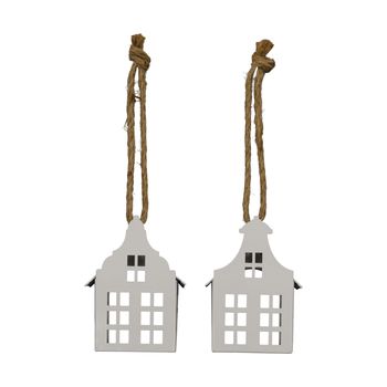 Hanger house metal 8.5x5x12cm Mixed White