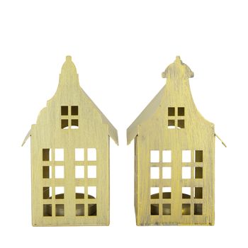 Tealight holder house metal 10x7x18cm Mixed Gold