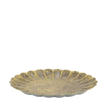 Tray round metal 27.7x27.7x2cm Antique gold+black