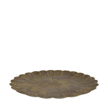 Tray round metal 58x58x3cm Antique gold+black