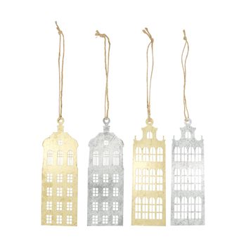 Hanger house metal 9x0.08x27cm Mixed Gold/Silver