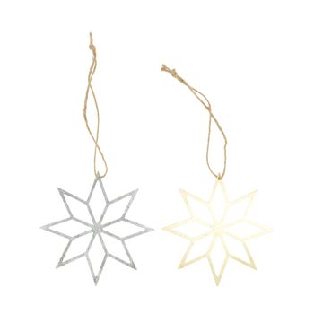 Hanger star metal 18x0.1x18cm Mixed Gold/Silver