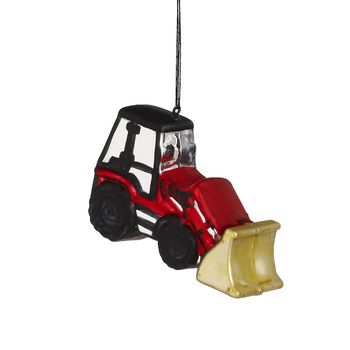 Ornament bulldozer rood - l12xb4,5xh7,5cm