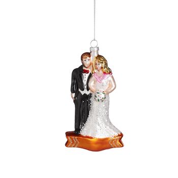 Ornament bride and groom zwart - l7xb2,5xh12,5cm