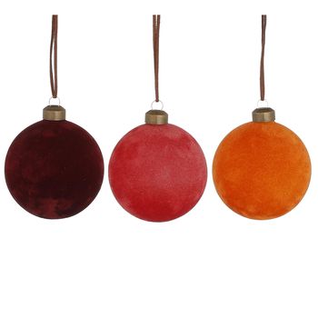 Bal glas oranje bordeaux rood 3 assorti display - d8cm