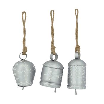 Bell metal with hanger 6x6x9cm Mixed Silver