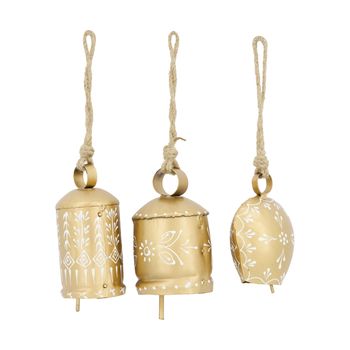 Bell metal with hanger 7x7x13cm Mixed Gold