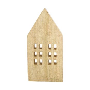 Statue house mango wood 13x3.5x28cm Natural