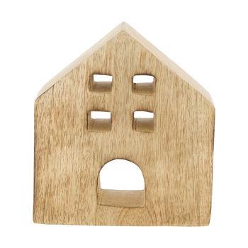 Statue house mango wood 13x3.5x15cm Natural