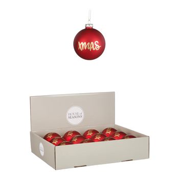 Bal glas kerst rood display - d8cm