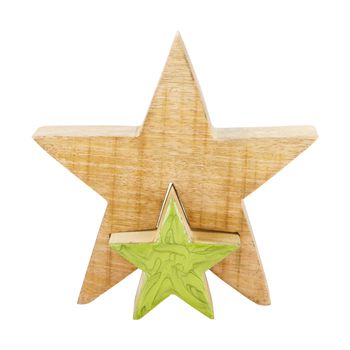 Star mango wood 18x3.3x18cm Green mix