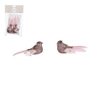 Clip vogel roze 2 stuks - l12xb4xh4,5cm