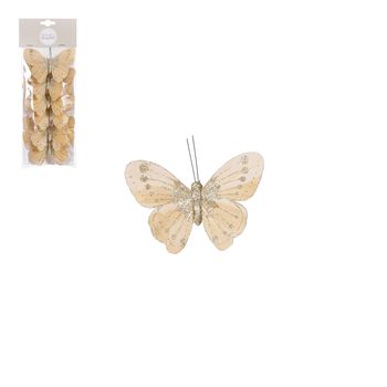 Clip vlinder goud 6 stuks - l10xb7xh2,5cm