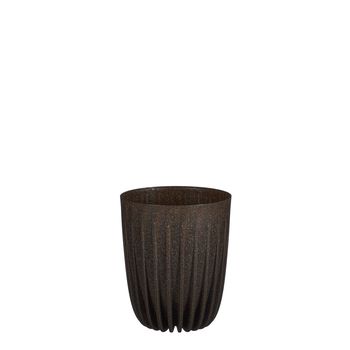 Lungo pot round d. brown FSC Mix - h17xd14cm