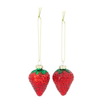 Hanger strawberry glass 4x4x6.5cm Mixed Red