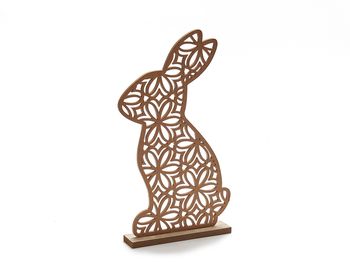 Wooden 'mandala' rabbit sitting 18x30cm